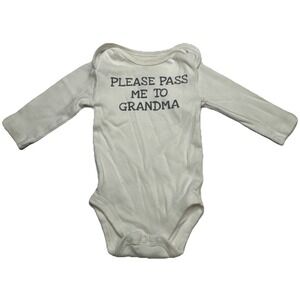 Okie Dokie Newborn White Long Sleeve Bodysuit Please Pass‎ Me To Grandma NB